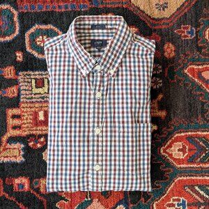 J. Crew Men's Long Sleeve Button Down Shirt Blue & Maroon Slim Medium Tall